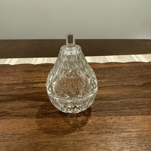 Italian Cut Glass Pear Trinket Box Diamond Shape 4” Vintage Made in Italy